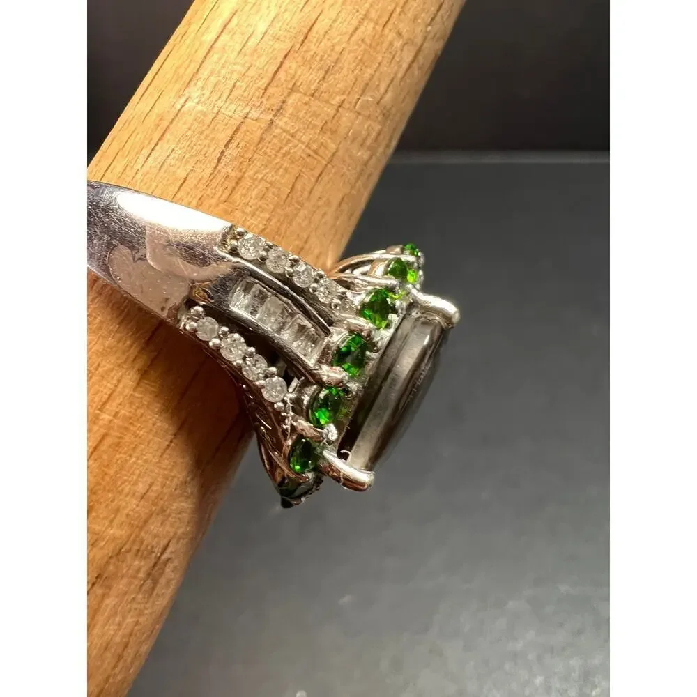 NEW with tag ammolite and diamond sterling silver ring size 7